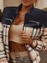 Blouson Hiver Plaid Urbain Polyester Naturel Faire la navette Manches Longues Régulier H-ligne pour Femmes