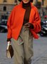Pull Manteau Plain Hiver Urbain Col Montant Naturel Aucune élasticité Ample Régulier O-ligne pour Femmes