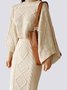 Pull Plain Automne Élégant Acrylique Poids lourd Quotidien Ample Régulier Droit pour Femmes