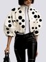 Blouson Femmes Pois Polka Hiver Urbain Polyester Naturel Aucune élasticité Manches 3/4 Écourté Régulier