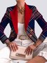 Blazer Femmes Bloc de Couleur Automne Urbain Polyester Naturel Coupe Régulière Faire la navette Manches Longues à Col Revers
