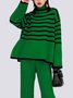 Pull Rayé Décontracté Automne Acrylique Poids lourd Quotidien Ample H-ligne Élasticité moyenne pour Femmes