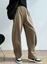 Décontracté Pantalons Décontracté Plain Hiver Poids lourd Quotidien Coupe Régulière Bande Élastique H-ligne Élasticité moyenne pour Femmes