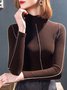 T-Chemise Bloc de Couleur Automne Urbain Polyester Col Montant Faire la navette Manches Longues Régulier Régulier pour Femmes