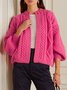 Pull Manteau Femmes Plain Hiver Urbain Acrylique Naturel Manches Longues Régulier H-ligne Régulier