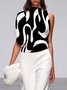 Blouse Femmes Géométrique Printemps Urbain Col Montant Micro-Élasticité Ample Faire la navette Sans Manches Régulier