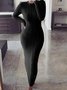 Robes Femmes Plain Hiver Élégant Acrylique Poids lourd Quotidien Long Col Rond Élasticité moyenne