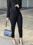 Mode Pantalons Femmes Plain Hiver Urbain Polyester Zip Aucune élasticité Pantalon à la cheville S-ligne Régulier