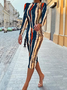 Robes Femmes Géométrique Hiver Élégant Quotidien Serré Mi-longue Col Rond S-ligne Régulier