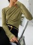 T-Chemise Plain Hiver Simple Léger Quotidien Jersey 1 * Top T-ligne Élasticité moyenne pour Femmes