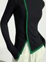Tops Bloc de Couleur Printemps Urbain Polyester Faire la navette Manches Longues Col Rond Régulier T-ligne pour Femmes