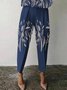 Ensembles de Deux Pièces Femmes Simple Printemps Plantes Quotidien Ample Taille Moyenne Manches Longues Col Rond Top Avec Pantalons