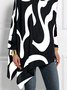 Tops Femmes Géométrique Printemps Urbain Polyester Micro-Élasticité Ample Manches Longues Col Rond A-ligne