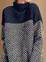 Pull Bloc de Couleur Hiver Urbain Acrylique Micro-Élasticité Ample Faire la navette Manches Longues Régulier pour Femmes