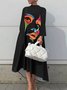 Robes Femmes Abstrait Hiver Art Polyester Naturel Aucune élasticité Quotidien Mi-longue Manches Longues
