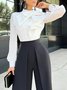 Blouse Plain Printemps Élégant Aucune élasticité Quotidien Coupe Régulière 1 * Top Manches Longues Régulier pour Femmes