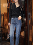 Pull Plain Printemps Urbain Léger Micro-Élasticité Quotidien Col Rond Laine/Tricot H-ligne pour Femmes