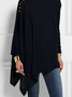 Tops Plain Hiver Urbain Polyester à Haute Élasticité Quotidien Ample Manches Longues A-ligne pour Femmes
