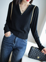 Pull Plain Printemps Urbain Léger Micro-Élasticité Quotidien Col Rond Laine/Tricot H-ligne pour Femmes