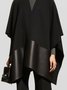 Pardessus Femmes Plain Hiver Urbain PU Ample Manches Longues Col Rond Régulier Régulier