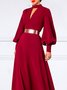 Mariage Robe & Fête Robe Femmes Plain Printemps Élégant Polyester Col Montant Mariage Manches Longues x-ligne Régulier