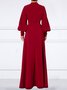 Mariage Robe & Fête Robe Femmes Plain Printemps Élégant Polyester Col Montant Mariage Manches Longues x-ligne Régulier