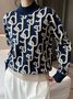 Pull Hiver Lettres de texte Élégant à Haute Élasticité Coupe Régulière Manches Longues Régulier H-ligne Demi col roulé pour Femmes