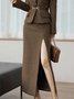 Jupe Plain Hiver Élégant Zip Taille Haute Poids lourd Coupe Régulière Mi-longue Fente pour Femmes