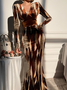 Mariage Robe & Fête Robe Géométrique Printemps Élégant Velours Naturel Coupe Régulière Manches Longues Régulier Jupe hanche pour Femmes