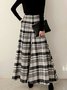 Mode Pantalons Femmes Hiver Plaid Urbain Polyester Poids lourd Quotidien Ample Taille Moyenne Long
