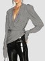 Blouse Femmes Rayé Printemps Élégant Polyester Quotidien Coupe Régulière Manches Longues Régulier Régulier