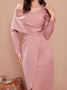 Mariage Robe & Fête Robe Femmes Plain Printemps Élégant Taille Haute Mariage Mi-longue Manches Longues S-ligne Jupe hanche