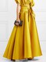 Mariage Robe & Fête Robe Plain Printemps Élégant Taille Haute Fête Coupe Régulière Long x-ligne Col de Chemise pour Femmes