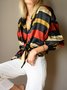 Blouse Rayé Simple Printemps Polyester Aucune élasticité Quotidien Ample Manches Longues Régulier pour Femmes