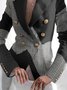 Blazer Plaid Printemps Urbain Polyester Aucune élasticité Coupe Régulière Manches Longues Régulier x-ligne pour Femmes