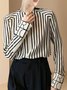 Blouse Géométrique Printemps Urbain Faire la navette Manches Longues Col Rond Régulier H-ligne Régulier pour Femmes