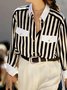 Blouse Femmes Rayé Printemps Urbain Micro-Élasticité Faire la navette Manches Longues Régulier H-ligne Régulier