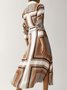 Robes Femmes Plaid Printemps Élégant Naturel Quotidien Mi-longue Boutons Manches Longues x-ligne