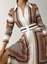 Robes Femmes Plaid Printemps Élégant Naturel Quotidien Mi-longue Boutons Manches Longues x-ligne