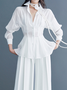 Blouse Plain Printemps Élégant Polyester Coupe Régulière Faire la navette Régulier x-ligne Col de Chemise pour Femmes