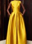 Mariage Robe & Fête Robe Femmes Plain Printemps Élégant Satin Aucune élasticité Mariage Coupe Régulière Long x-ligne