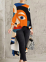 Blouse Abstrait Printemps Urbain Polyester Ample Manches Longues Col Rond Mi-longue-Long A-ligne pour Femmes