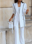 Blazer Plain Printemps Urbain Polyester Naturel Faire la navette à Col Revers Régulier H-ligne pour Femmes