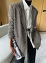 Blazer Femmes Pied-de-poule Printemps Urbain Polyester Naturel Ample Manches Longues à Col Revers Régulier