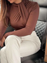 T-Chemise Plain Hiver Urbain Col Montant à Haute Élasticité Serré Manches Longues Régulier Régulier pour Femmes