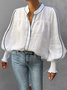 Blouse Bloc de Couleur Printemps Urbain Polyester Col Montant Aucune élasticité Quotidien Ample H-ligne pour Femmes