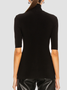 Tops Bloc de Couleur Printemps Urbain Polyester Serré Col Roulé Régulier H-ligne Régulier pour Femmes
