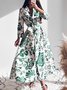 Robes Floral Printemps Élégant Aucune élasticité Quotidien 1 * robe x-ligne Régulier Col de Chemise pour Femmes