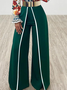 Mode Pantalons Bloc de Couleur Printemps Urbain Polyester Aucune élasticité Ample Long H-ligne Régulier pour Femmes