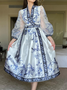 Mariage Robe & Fête Robe Femmes Floral Printemps Élégant Col V Naturel Aucune élasticité Mariage Long Manches Longues